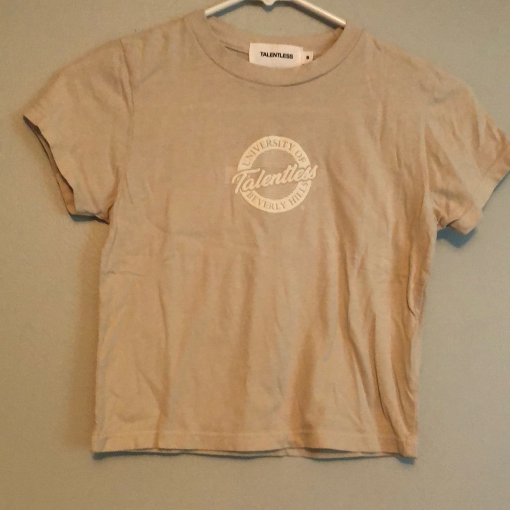 TALENTLESS Cropped T-Shirt, Tan, NWOT